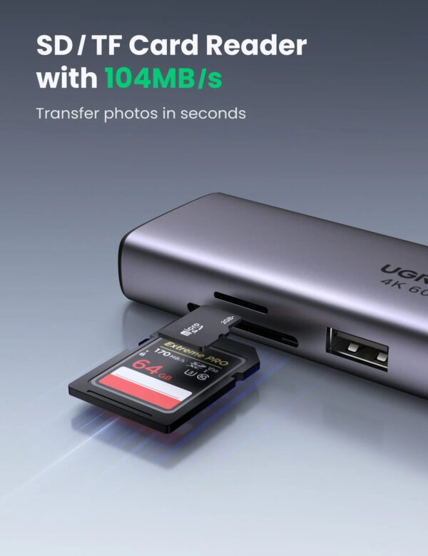 UGREEN REVODOK 7-IN-1 USB-C HUB 4K60HZ 10GBPS PD100W (UG-CM498-45379)
