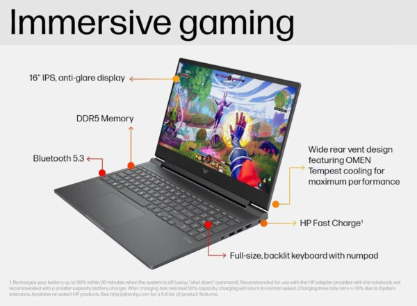 HP Victus Gaming Laptop 16-r1286TX - BT1W6PA - (Intel Core i5-14450HX /16GBD5 /512GB SSD /Nvidia RTX3050 6G /16.1" FHD /Win 11 Home)