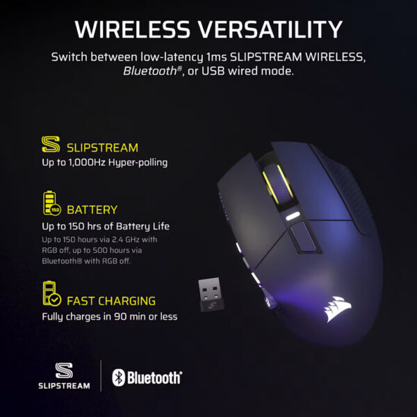 Corsair SCIMITAR ELITE WIRELESS SE MMO Gaming Mouse (Black / White)