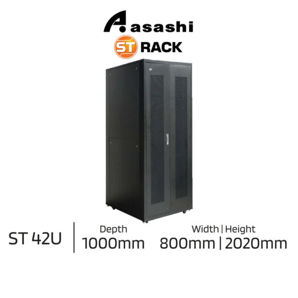 fbe61b86194c83288a38b76f9a0d2712.jpeg ST 42U 19'' 10x Power Outlet Rack 2020mm(H) x 800mm(W) x 1000mm(D) TFS42810 Twin Swing Door