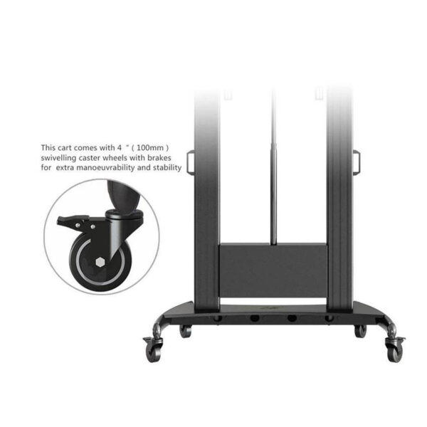 North Bayou TW100 75" to 110" Aluminum Alloy Motorized Lift Large Huge Portable Height Adjustment TV Stand Trolley Cart