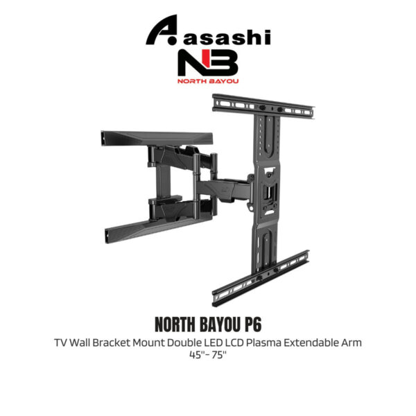 North Bayou P6 TV Wall Bracket Mount Double LED LCD Plasma Extendable Arm 45''- 75''