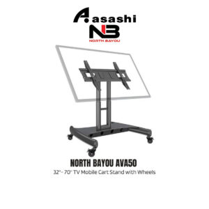 1306a1706d8b1fa9a98a4b323ecc6e89.jpeg North Bayou AVA50 32"- 70" with 45kg Max Payload and 90 Degree Tilting TV Mobile Cart Stand with Wheels with Reduced Height and Cable Management System for LCD LED Flat Screen TV Television
