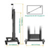 North Bayou TW100 75" to 110" Aluminum Alloy Motorized Lift Large Huge Portable Height Adjustment TV Stand Trolley Cart