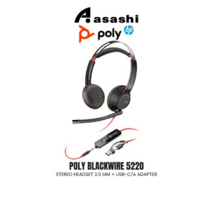 43ed7407cefe0e1fddcd0831f5469340.jpeg POLY Blackwire 5220 Stereo Headset 3.5 mm + USB-C/A Adapter