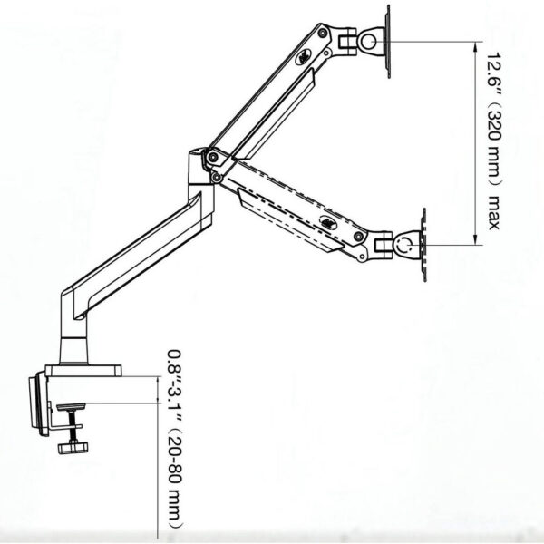 North Bayou NB-G45 22" - 40" Heavy Duty Monitor Gas Strut Monitor Mount Bracket