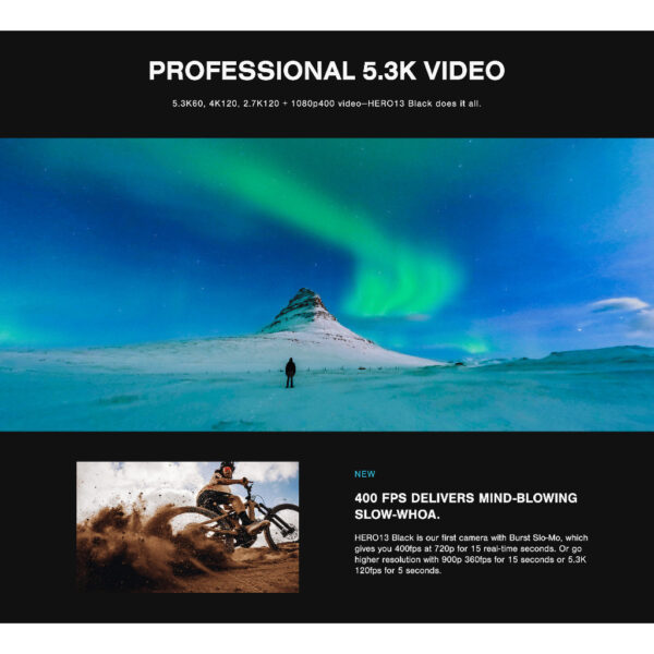 GoPro Action Camera HERO13 HERO 13 (5.3K/4K/2.7K/1080P/HyperSmooth6.0/HDR Video/10-bit color/2x Zoom)