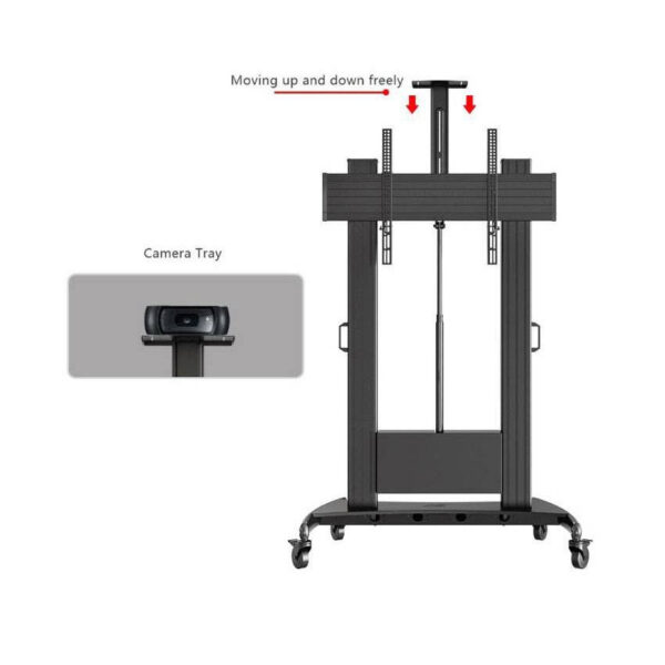 North Bayou TW100 75" to 110" Aluminum Alloy Motorized Lift Large Huge Portable Height Adjustment TV Stand Trolley Cart