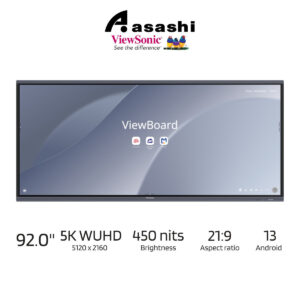 8c51a82853e338252fdbaa5e41906a0d.jpeg Viewesonic IFP92UW 92" 5K WUHD (5120 x 2160) Commercial Display | ViewBoard Touch Interactive Display | 450 nits cd/m2 Brightness | Aspect Ratio: 21:9 | Android 13