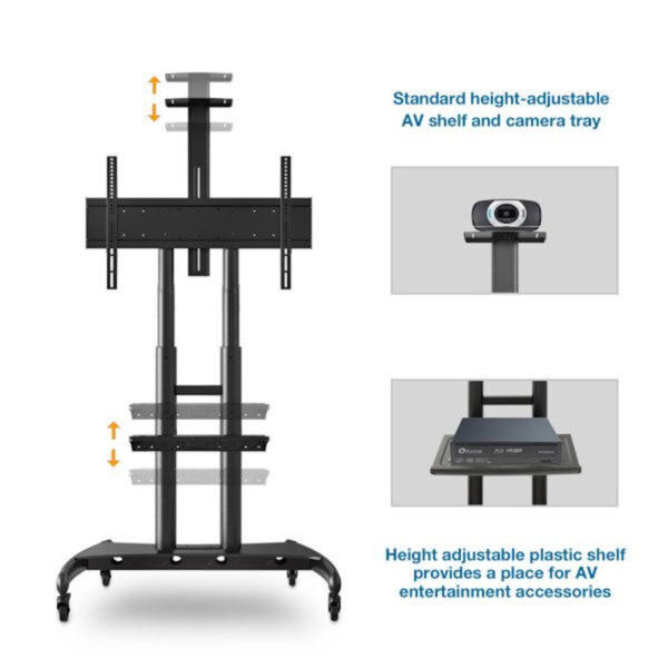 North Bayou AVA1800-70-1P Universal Mobile TV Cart TV Stand with Wheels for 55" - 90 Inch LCD LED OLED Plasma Flat Panel Screens up to 200lbs