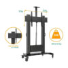 North Bayou TW100 75" to 110" Aluminum Alloy Motorized Lift Large Huge Portable Height Adjustment TV Stand Trolley Cart