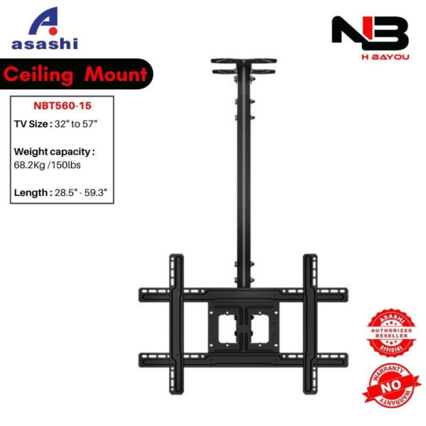 North Bayou NBT560-15 Flat Panel Single TV Ceiling Mount TV Size 32" to 57"