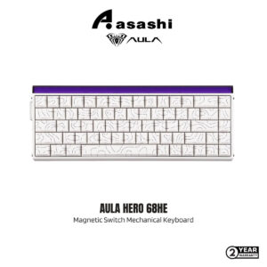 c0337f6b528d0a6d75cbfa3786479cb7.jpeg AULA HERO 68HE (Black/Contour White) Magnetic Switch Mechanical Keyboard – 65% Layout, 8KHz Polling Rate, Wired RGB Pudding Keycaps, Rapid Trigger, Hot-Swappable