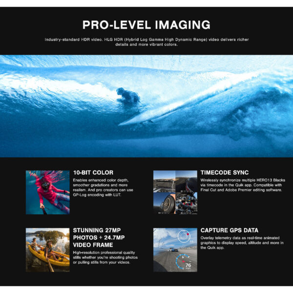 GoPro Action Camera HERO13 HERO 13 (5.3K/4K/2.7K/1080P/HyperSmooth6.0/HDR Video/10-bit color/2x Zoom)