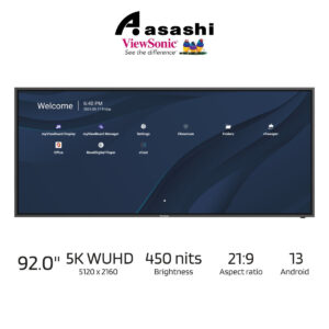 d05c46fd47fd320f48aef28e22cff52f.jpeg Viewesonic CDE92UW 92” 5K WUHD (5120 x 2160) Commercial Monitor | 450 nits cd/m2 Brightness | Aspect Ratio: 21:9 | Ultra-Clear Visuals | Professional Display | Android 13