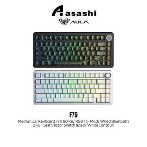 e07aa77a167da619b7c2eb9c2851f3ff.jpeg AULA F75 Gasket Mechanical Keyboard 75% 80 Key RGB Tri-Mode Wired Bluetooth 2.4G Gasket Structure Hot-swap Gaming Keyboard - Star Vector Switch