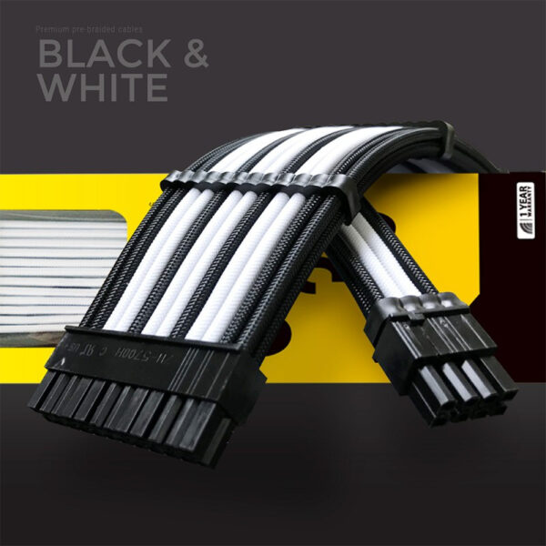 Slev.30 Premium Pre-Braided Modding Sleeved Cable (BlackRed | BlackWhite | Monotone | WhitePink | White | MetallicBlack)