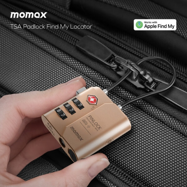 Momax PinLock TSA Padlock Find My Locator - Black / Dessert Titanium