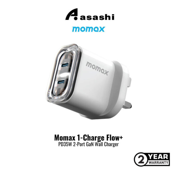 Momax 1-Charge Flow+ PD35W 2-Port GaN Wall Charger - White