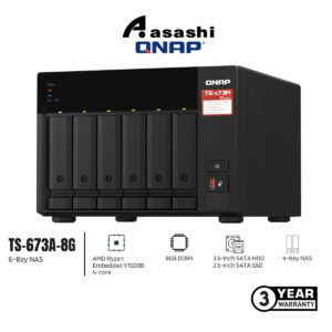 1dcf12fb71649190deed55694cc91132.jpeg Qnap TS-673A-8G 6- Bay NAS Storage (AMD Ryzen Embedded V1500B 4-core/8-thread 2.2 GHz processor, 8GB DDR4, 2 x 2.5 GbE)