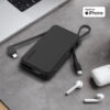 Momax 1-Power Vital+ 10000mAh Battery Pack with Dual Build-in USB-C and Lightning Cable - Black/ White