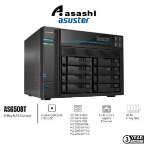 330388d4fb37d2fff28656e544f74f25.jpeg ASUSTOR AS6508T 8-Bay NAS Storage (Intel ATOM C3538 2.1Ghz QC, 8GB DDR4, 2 x 10GbE, 2 x 2.5GbE)