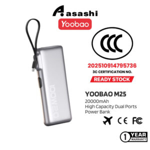 367dc034c07ca10b0cffa9997d757430.jpeg (3C Certified) Yoobao M25 20000mah High Capacity Dual Ports Power Bank - Silver