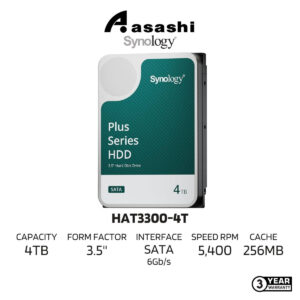 Synology HAT3300-4T Plus 4TB HDD SATA III 6Gb/s 5400 RPM 256MB Cache 3.5" Internal Hard Drive