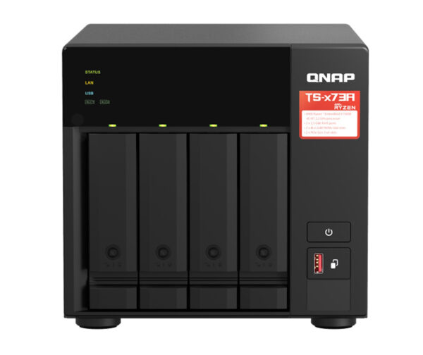 Qnap TS-473A-8G 4-Bay NAS System (AMD Ryzen V1000 series V1500B 4C/8T 2.2GHz, 8GB DDR4 RAM,2x M.2 NVMe PCIe Gen3 SSD slots, 2 x 2.5GbE LAN)