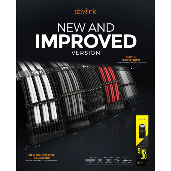 Slev.30 Premium Pre-Braided Modding Sleeved Cable (BlackRed | BlackWhite | Monotone | WhitePink | White | MetallicBlack)