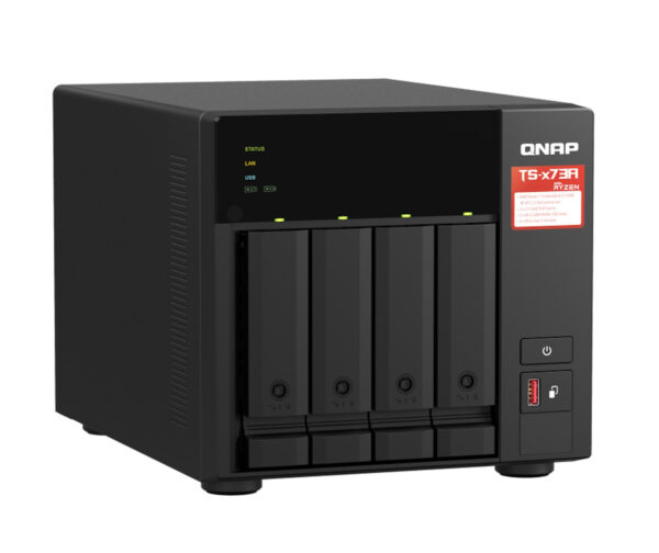 Qnap TS-473A-8G 4-Bay NAS System (AMD Ryzen V1000 series V1500B 4C/8T 2.2GHz, 8GB DDR4 RAM,2x M.2 NVMe PCIe Gen3 SSD slots, 2 x 2.5GbE LAN)