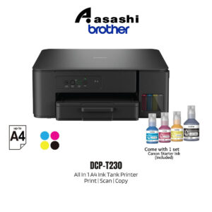 6cb5a11b484e0c01809fc272aa9631d8.jpeg Brother DCP-T230 AIO Refill Tank System Printer - 3 years Carry-In or 30K pages (Print,Scan,Copy,Borderless Printing up to A4, Support Windows only)