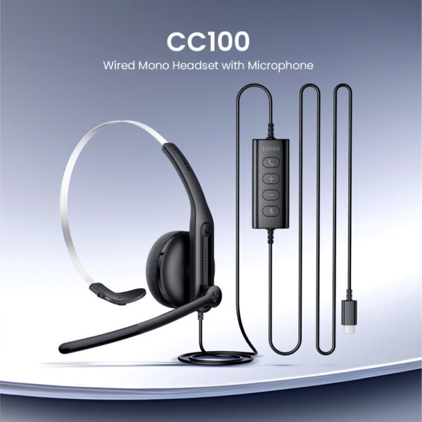 Edifier CC100 Wired Mono Headset with Microphone - USB-C & USB-A Connector