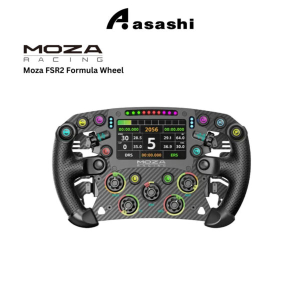 Moza FSR2 Formula Steering Wheel – RS068 (280mm Carbon Fiber Sim Racing Wheel with 4.3” Touchscreen Display, Magnetic Paddles, RGB Shift Lights, Quick Release, PC Simulator)