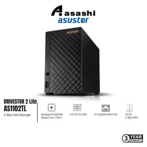 a95607aecdf0c419b29f51d304401578.jpeg Asustor DRIVESTOR 2 Lite AS1102TL 2-Bay NAS Storage (Realtek RTD1619B Quad Core 1.7Ghz , 1GB DDR4, GbE x1, USB 3.2 Gen 1 x1)