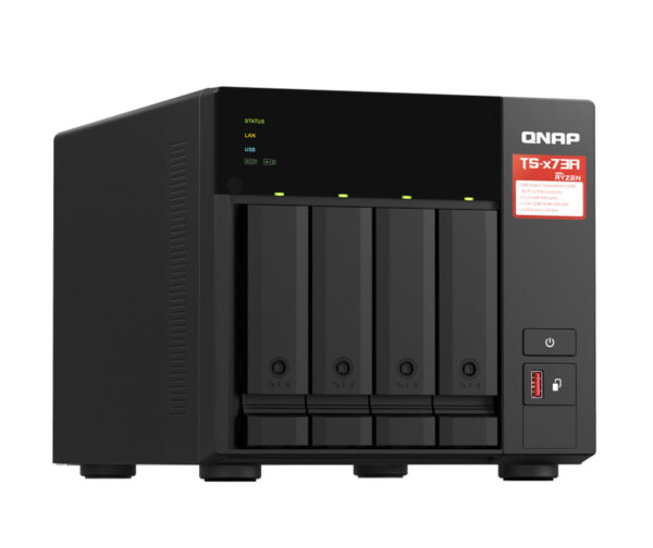 Qnap TS-473A-8G 4-Bay NAS System (AMD Ryzen V1000 series V1500B 4C/8T 2.2GHz, 8GB DDR4 RAM,2x M.2 NVMe PCIe Gen3 SSD slots, 2 x 2.5GbE LAN)