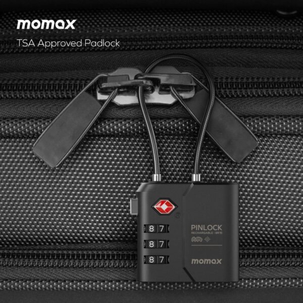 Momax PinLock TSA Padlock Find My Locator - Black / Dessert Titanium