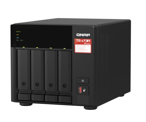 Qnap TS-473A-8G 4-Bay NAS System (AMD Ryzen V1000 series V1500B 4C/8T 2.2GHz, 8GB DDR4 RAM,2x M.2 NVMe PCIe Gen3 SSD slots, 2 x 2.5GbE LAN)
