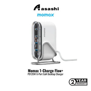 d492c2894f2e9c30fb34355bfb90f3b3.jpeg Momax 1-Charge Flow+ PD120W 6-Port GaN Desktop Charger - White