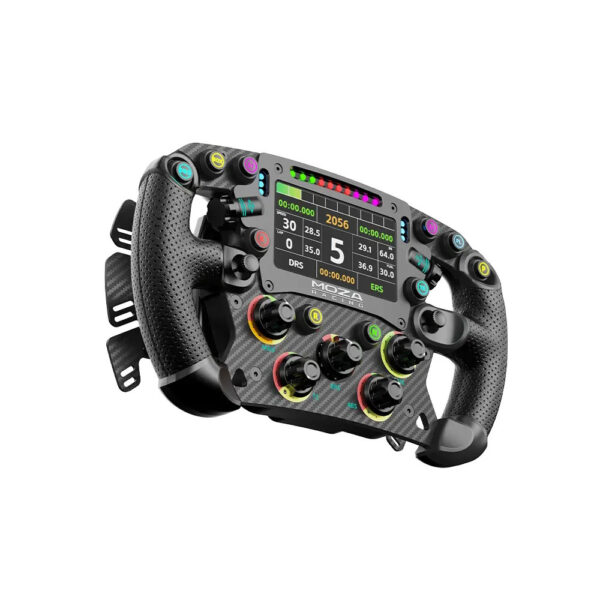 Moza FSR2 Formula Steering Wheel – RS068 (280mm Carbon Fiber Sim Racing Wheel with 4.3” Touchscreen Display, Magnetic Paddles, RGB Shift Lights, Quick Release, PC Simulator)