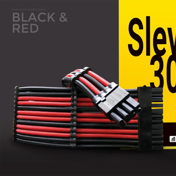 Slev.30 Premium Pre-Braided Modding Sleeved Cable (BlackRed | BlackWhite | Monotone | WhitePink | White | MetallicBlack)