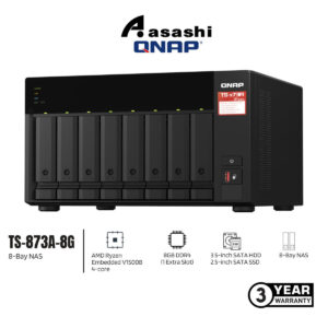 ec6efff590689a065bf4fc5120929bcc.jpeg Qnap TS-873A-8G 8-Bay NAS System (AMD Ryzen Embedded V1500B 4-core/8-thread 2.2 GHz processor, 8GB DDR4(1 Extra Slot) ,3 x USB 3.2 Gen2, 1 x USB 3.2(Type-C), 2x 2.5GbE)