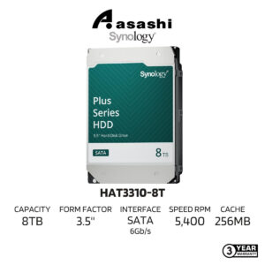 Synology HAT3320-8T Plus 8TB HDD SATA III 6Gb/s 5400 RPM 256MB Cache 3.5" Internal Hard Drive