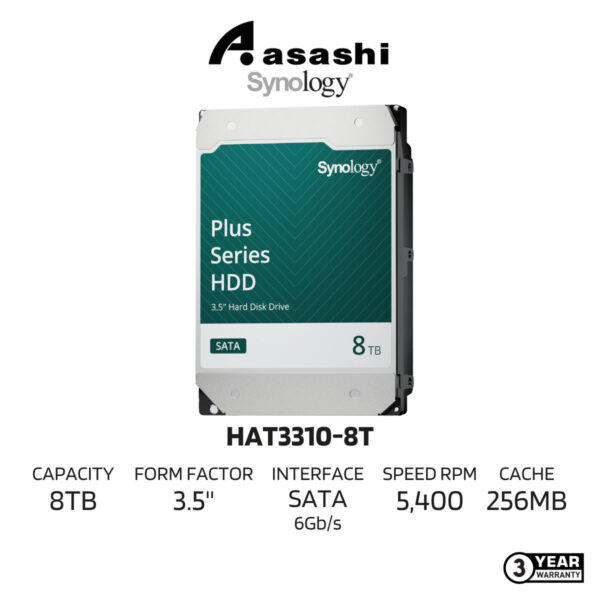 fa729e784b1be43417ffb22d1aad2bce.jpeg Synology HAT3320-8T Plus 8TB HDD SATA III 6Gb/s 5400 RPM 256MB Cache 3.5" Internal Hard Drive