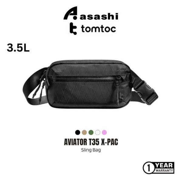 Tomtoc Aviator T35 X-PAC Chest Bag Large 3.5L Sling Bag Men Crossbody Bag with RFID Protection Chest Bag - Beg Silang