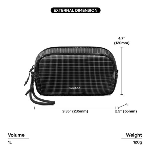 Tomtoc T12S1 LIGHT T12 PRO Water Resistant Electronic Accessories 1L Pouch (Small)
