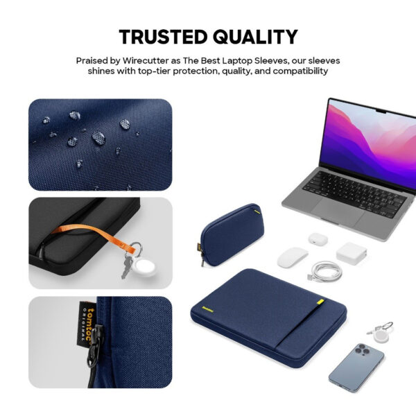Tomtoc Defender A13 Laptop Sleeve (M-book) 15 Inch With Accessories Pouch Sleeve 360 Protective Water Repellent