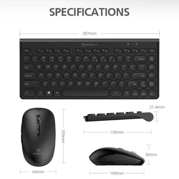 Micropack KM228W Wireless Keyboard & Mouse Combo - Black KM-228W