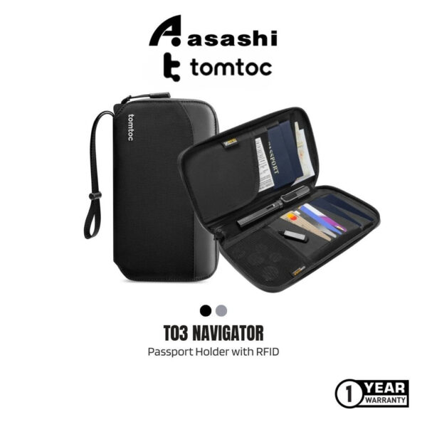 tomtoc T03 Navigator Passport Holder with RFID Blocking Travel Wallet Portable Bag Passport Beg