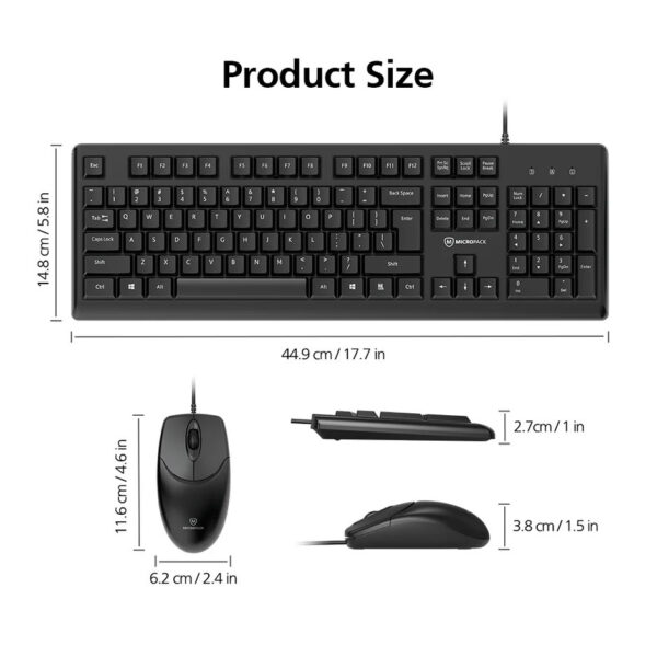 Micropack KM2005 Classic Wired Keyboard Combo - Black KM-2005